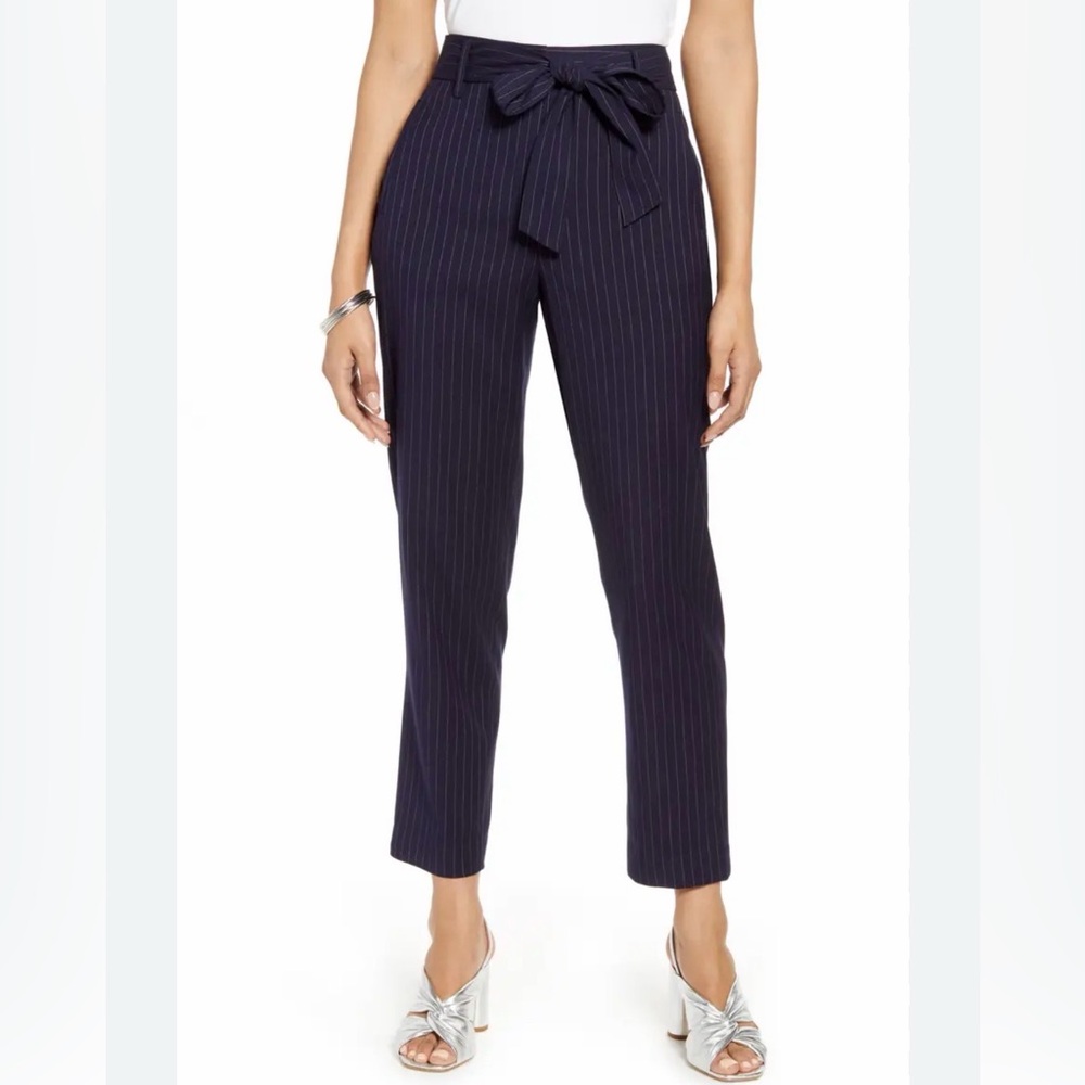 NEW- Abercrombie & Fitch Navy Pinstripe Straight-Leg Pants
